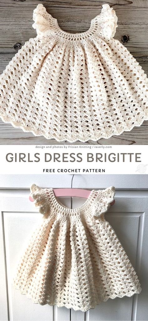 Crochet Baby Dress Free Pattern, Vestidos Bebe Crochet, Crochet Toddler Dress, Crochet Baby Girl Dress, Baby Dress Pattern, Crochet Baby Dress Pattern, Crochet Toddler, Pull Bebe, Easy Crochet Baby