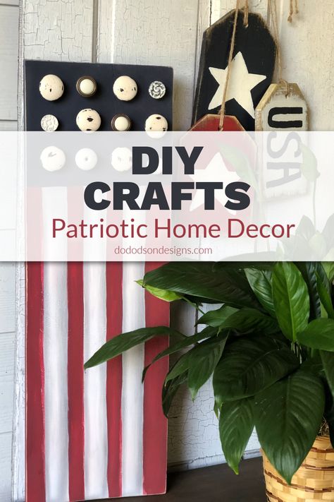 Red, white and blue will always be welcome in my home, and I love being able to DIY patriotic crafts. I use scrap pieces of wood to create unique display items for my front porch. Uncle Sam Wood Crafts, Sam Wood, July 4th Decor, Diy Craft Home Decor, Sewing Paper, Unique Interiors, Wooden American Flag, How To Be Creative, Craft Home Decor