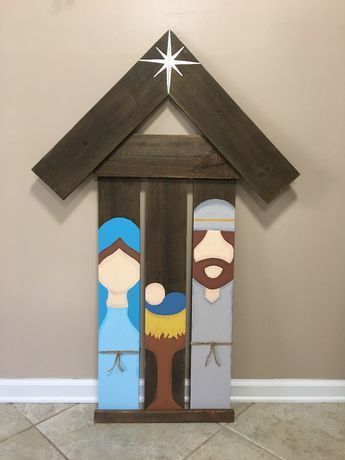 Fence Picket Nativity, Pallet Manger Scene, Diy Wooden Nativity Scene, Pallet Nativity Scene, Pallet Nativity, Diy Nativity Set, Christmas Nativity Scene Diy, Nativity Scene Diy, Diy Nativity