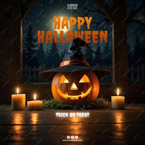 Happy halloween social media post template design | Premium AI-generated PSD Halloween Social Media Posts, Post Template Design, Happy Logo, Halloween Social, Halloween Post, Social Media Post Template, Halloween Kitchen, Post Design, Post Templates