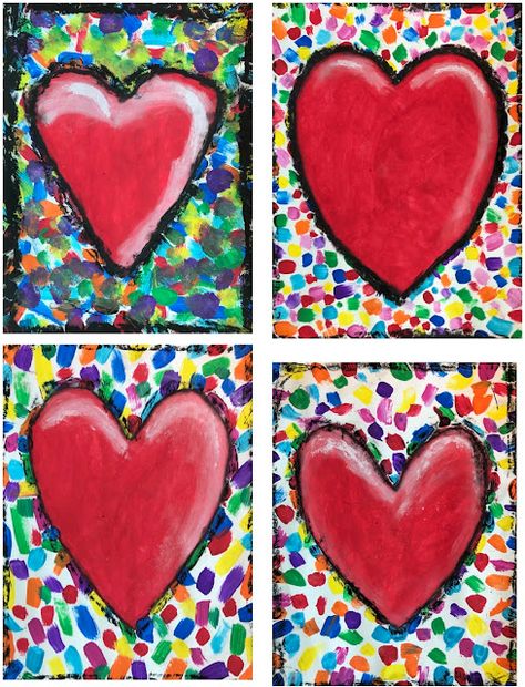 Art Projects Kindergarten, Valentines Art Lessons, Valentine Art Projects, Art Unit, Jim Dine, Valentine Art, 2nd Grade Art, 3rd Grade Art, Scratch Art