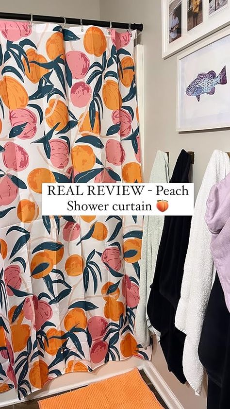 Peach Themed Bathroom, Peach Shower Curtain, Bathroom Amazon, Bathroom Finds, Peach Bathroom, Girly Bathroom, Themed Bathroom, Upstairs Bathrooms, Shower Curtain