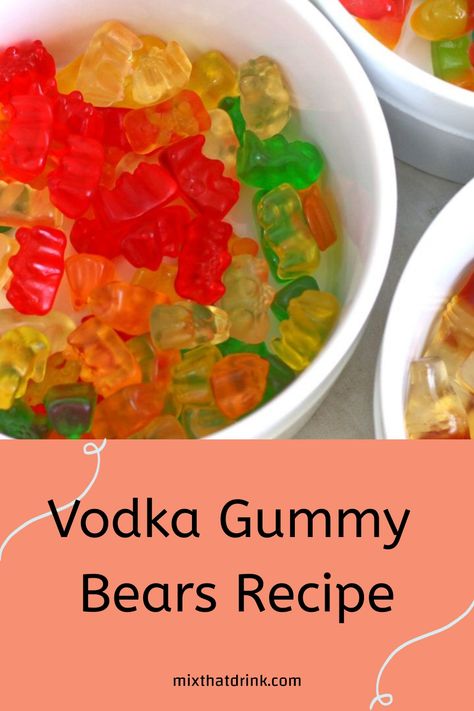 Adults only: when you soak gummy bears in vodka, they absorb the alcohol and turn into yummy, fruity vodka gummy bears. This method gets it done in hours. Vodka Gummy Bears Recipe, Alcohol Gummy Bears, Drunken Gummy Bears, Gummy Bear Shots, Gummy Bears Recipe, Vodka Gummy Bears, Jello Shots Vodka, How To Make Vodka, Homemade Alcohol