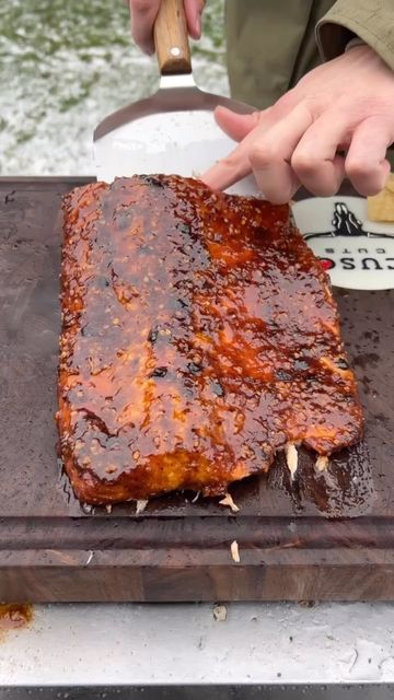 Jack Mancuso on Instagram: "Honey Garlic Salmon 🐟 (Yes it’s a lil overcooked, I got distracted 🤣 Still very tasty tho) Follow @chefcuso for more 🤝 My BBQ Rubs & Kniiiivez : @cusocuts ‼️ Grill : @traegergrills 💨 #salmonrecipe #seafood #smokedfish #salmon" Honey Garlic Smoked Salmon, Smoked Honey, Bbq Salmon, Honey Garlic Salmon, Grilled Salmon Recipes, Garlic Salmon, Cheap Easy Meals, Fire Cooking, Smoked Food Recipes