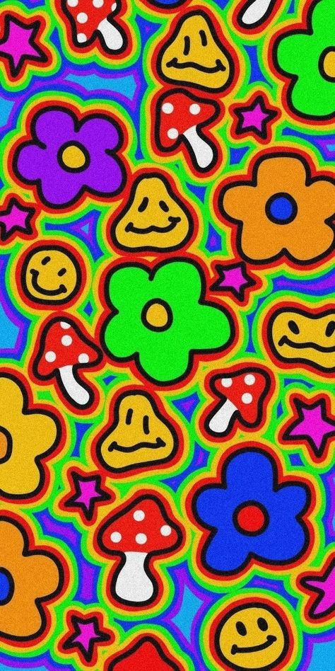 Hippie Wallpaper, Spring Wallpaper, Indie Aesthetic, Smiley Faces, Wallpaper Ideas, Aesthetic Wallpaper, Smiley, Wallpaper Iphone, Cute Wallpapers