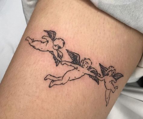 Wrist Tattoos Girls, Cupid Tattoo, Hippie Tattoo, Cherub Tattoo, Girl Arm Tattoos, Small Forearm Tattoos, Tattoo Desings, Knee Tattoo, Discreet Tattoos