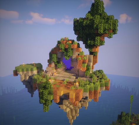 Minecraft House In The Sky, House In The Sky Minecraft, Sky Base Minecraft Ideas, Sky House Minecraft, Sky Base Minecraft, Minecraft Island, Minecraft Building Blueprints, Nether Portal, Minecraft Building Ideas