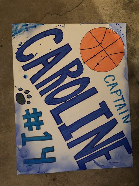 Basketball poster Senior Night Signs Basketball, Basketball Slogans For Posters, Poster Ideas For Basketball, Basketball Posters For Players, Basketball Banner Design, Basketball Poster Ideas Signs For Players, Basketball Sign Ideas, Basketball Game Signs Posters, Posters For Basketball Games