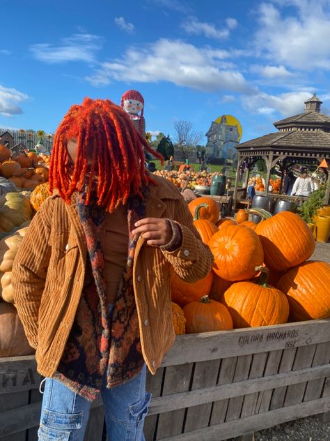 Dreadlock Dye Ideas Men, Generic Outfits, Dread Color Ideas Locs For Men, Dyed Haircuts, Styling Dreadlocks, Orange Locs, Orange Dreads, Dyed Dreads, Loc Goals