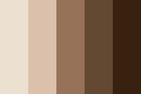 Cream Coffee color palette created by bunny that consists #ece0d1,#dbc1ac,#967259,#634832,#38220f colors. Aesthetic Brown Color Palette, Brown Pallete Color, Khaki Colour Palette, Mocha Color Palette, Brown Pallet, Nude Brown Color, Khaki Color Palette, Color Palette Brown, Brown Colour Palette