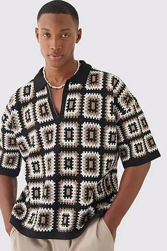 🔥 Fresh 'Fits Selling Fast Pola Rok, Crochet Men, Gilet Crochet, Shirt Blouses Women's, Mode Crochet, Crochet Fashion Patterns, Knit Polo, Plus Size Hoodies, Crochet Shirt