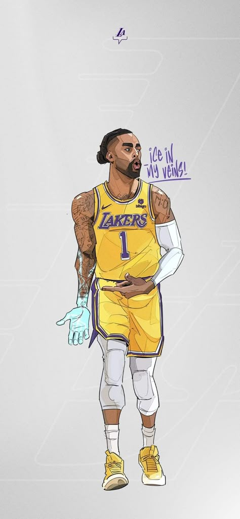 Basketball Animation Wallpaper, Nba Animated Wallpaper, D'angelo Russell Wallpaper, D'angelo Russell, D'angelo Russel, Kobe Drawing, D Angelo Russel, Nba Legends Art, Sports Sketch