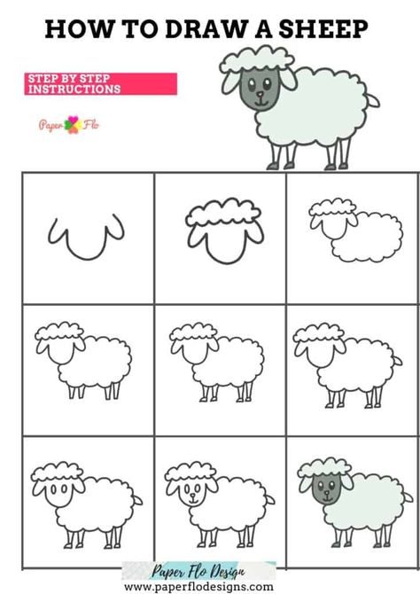 This is such an easy tutorial to draw a sheep. You’ll be ready to color this drawing in just a few minutes. I’ve also added lots of ideas for crafts that you can make with this sheep drawing. This simple technique uses less than 10 steps. To make the drawing of a sheep, we’ll start by drawing the head, then add the body, the legs, and a cute little tail. How To Draw A Sheep Easy, How To Draw A Lamb, Draw Sheep Easy, How To Draw A Sheep, Sheep Drawing Simple, Sheep Drawing Step By Step, How To Draw Sheep, Sheep Doodle Simple, How To Draw Farm Animals Step By Step