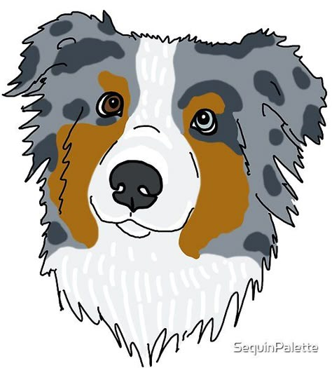 Australian Shepherd by SequinPalette | Redbubble Draw Australian Shepherd, Aussie Dog Drawing, Mini Australian Shepherd Drawing, Australian Shepherd Drawing Cartoon, Aussie Drawing Simple, Australian Shepherd Embroidery, Australian Shepherd Clipart, Australian Shepherd Drawing Easy, Australian Shepherd Illustration