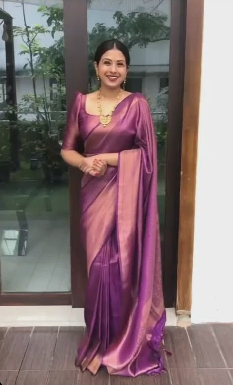 Silk Saree Blouse Designs Patterns, Simple Saree Designs, Latest Blouse Designs Pattern, Backless Blouse Designs, New Saree Blouse Designs, Wedding Saree Blouse Designs, Purple Saree, Latest Model Blouse Designs, Fashionable Saree Blouse Designs