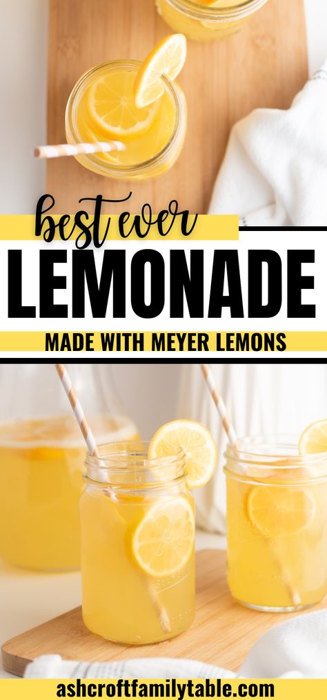 Mayer Lemon Recipes, Meyer Lemon Lemonade Recipe, Lemon Aid Recipe, Meyer Lemonade Recipe, Lemonaid Recipe, Homemade Lemonade Recipe, Lemon Aid, Meyer Lemon Recipes, Homemade Lemonade Recipes