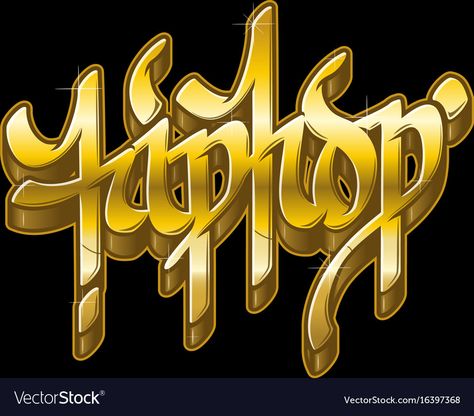 Choo Art, Gold Graffiti, Hip Hop Logo, Gold Text, Graffiti Styles, Gold Labels, Golden Color, Holiday Party, Black Background