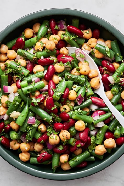 Dry Bean Recipes, 3 Bean Salad Recipe, Cleanish Eating, Bean Dinner, Plant Protein Recipes, Bbq Side Dish Recipes, Kidney Bean Salad, 3 Bean Salad, Recipes With Kidney Beans