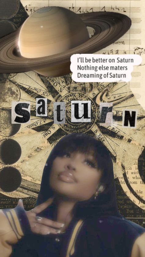 #saturn #sza #song #music #aesthetic #vintage #art #inspo #wallpaper #astrology #astronomy #space #spaceaesthetic #lyrics #collageart #planets #pop dreaming of saturn ~ ohhh 🪐 Music Aesthetic Vintage, Sza Collage Wallpaper, Inspo Wallpaper, Sza Singer, Fire Clothes, Dinosaur Wallpaper, Edit Music, Lyrics Aesthetic, Concert Fits