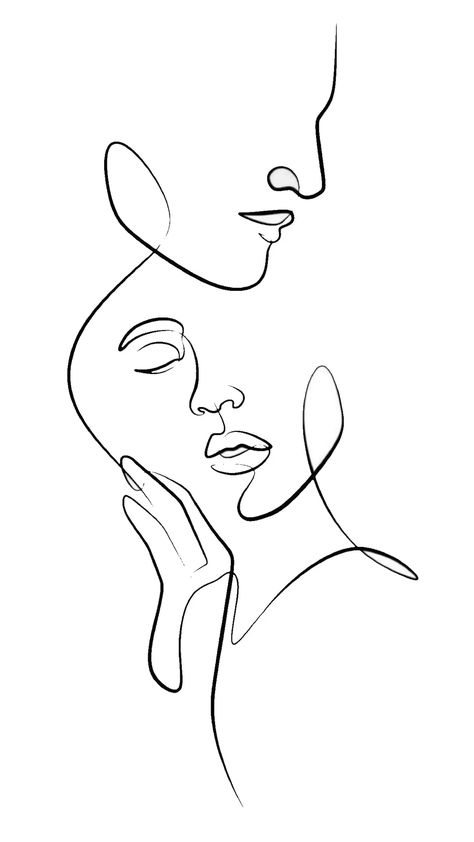 Woman Silhouette Line Drawing, One Line Face Drawing Abstract, Lovers Line Drawing, Face Abstract Drawing, Contour Lines Drawing, Minimalist Line Art Face, Woman Silhouette Drawing, One Line Art Simple, Simple Outline Drawing