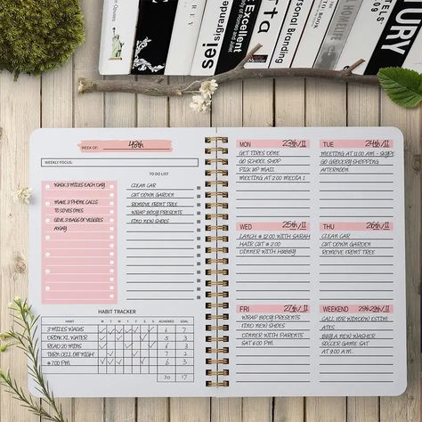 Weekly Planner Notebook, Weekly Schedule Planner, Week Schedule, Agenda Organization, Undated Weekly Planner, Schedule Organization, Spiral Planners, Notebook Organization, Planner Notebook