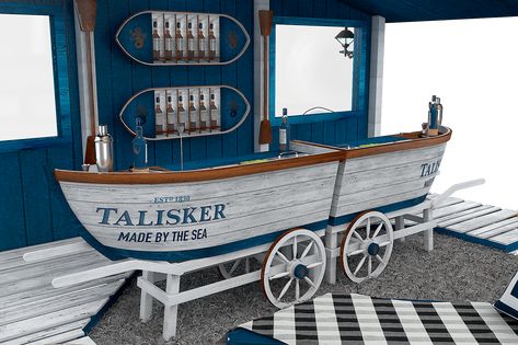 DIAGEO TALISKER :: Behance Fishing Booth, Boat Bar, Old Row, Food Kiosk, Food Cart Design, Kiosk Design, Stall Designs, Counter Design, Food Stands