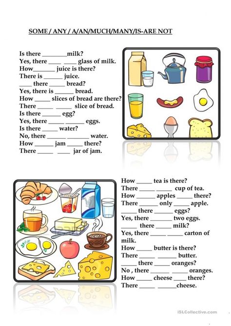 Ejercicio de How much-many? Food Worksheet, Uncountable Nouns, Spanish Basics, English Teaching Materials, English Teaching Resources, English Worksheet, Basic Grammar, English Exercises, Learning English For Kids