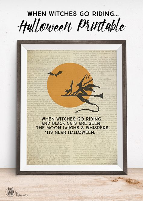 FREE Halloween Printable "When witches go riding and black cats are seen, the moon laughs and whispers tis' near Halloween." Halloween Subway Art, When Witches Go Riding, Free Halloween Printables, Halloween Printables Free, Halloween Cans, Halloween Fonts, Halloween Printable, Cadeau Diy, Holiday Printables