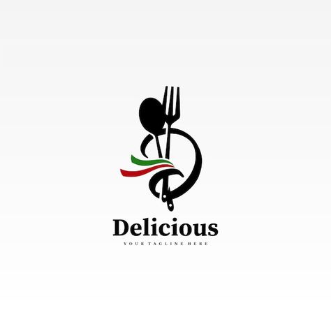 Vector letter d delicious logo premium v... | Premium Vector #Freepik #vector #gourmet #diner #spoon-fork #lunch Diner Logo, Catering Logo, Sikh Quotes, Kitchen Logo, Food Logo Design, Food Menu Design, Graphic Design Flyer, Restaurant Logo, Model House Plan