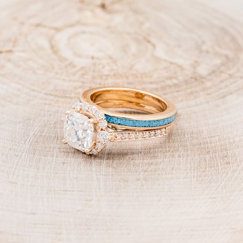 Turquoise wedding ring set