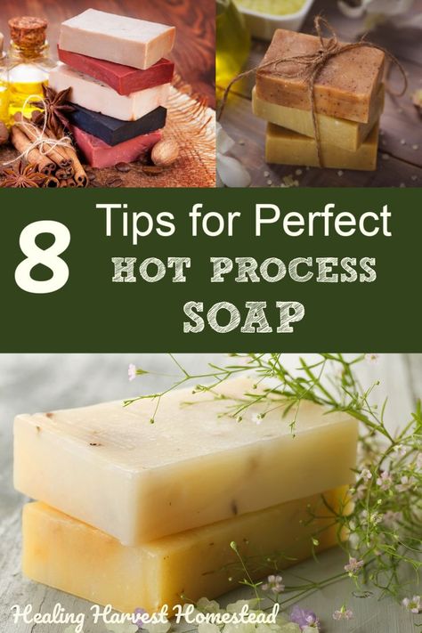 These are the BEST tips and tricks for making sure your handmade hot process soaps are perfect! Find out all the things to watch out for so you can make your own natural handmade soap using the hot process soap making method. #hotprocess #soap #making #natural #howtomake #healingharvesthomestead Hot Process Soap Recipes Crock Pots, Hot Process Soap Recipes, Making Soap Without Lye, Crock Pot Soap, Hot Process Soap, Natural Soaps Recipes, Things To Watch, Cold Process Soap Recipes, Handmade Soap Recipes