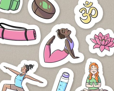 Yoga Printable, Yoga Kunst, At Home Yoga, Yoga Stickers, Yoga Girls, Stickers Ideas, Yoga Illustration, Home Yoga, Yoga Design