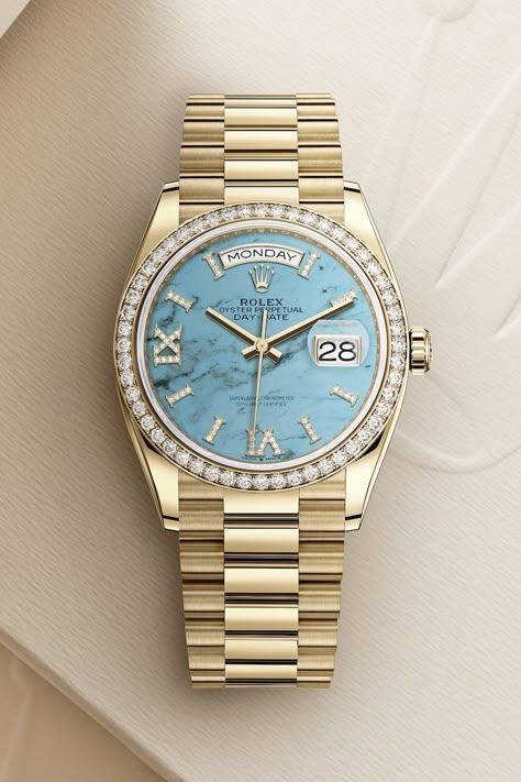 Gold Rolex Women, Rolex Blue, Used Rolex, Rolex Watches Women, Rolex Women, Vintage Watches Women, Watches Rolex, Gold Rolex, Hand Watch