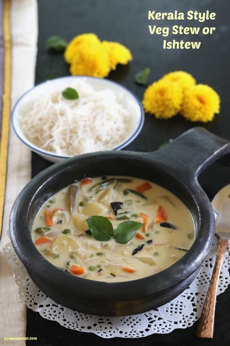 Recipe With Coconut Milk, Veg Stew, Vegetable Stew Recipe, Vegetarian Stew, Breakfast Sides Dishes, Coconut Milk Recipes, Kerala Food, Vegetable Stew, South Indian Food