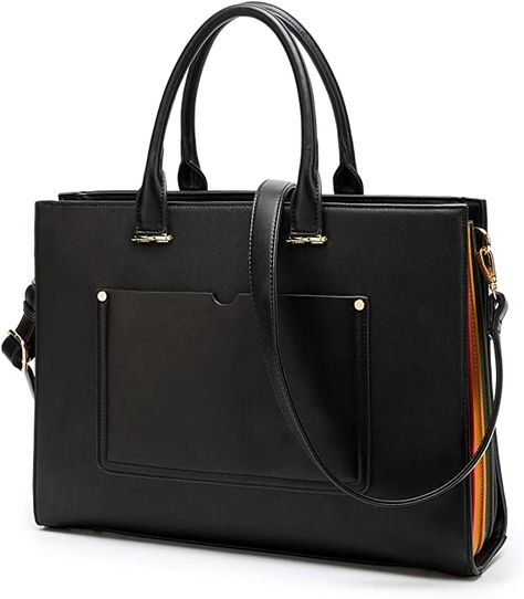 Amazon.com: Kamlui Laptop Bag for Women - 13-14 Inch Multi Pocket PU Leather Laptop Tote Bag - Design Ladies Computer Shoulder Bags (Black): Computers & Accessories Lawyer Life, Leather Laptop Tote Bag, Stylish Laptop Bag, Leather Laptop Tote, Laptop Tote Bag, Laptop Bag For Women, Laptop Tote, Causal Outfits, Computer Bag