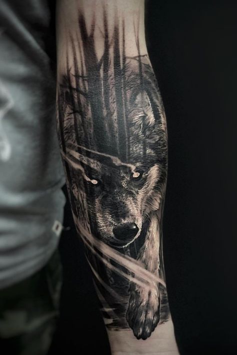 Wolf Tattoos For Women, Wolf Sleeve, Wolf Tattoos Men, Tattoo Wolf, Wolf Tattoo Sleeve, Mens Lion Tattoo, Forest Tattoos, Wolf Tattoo Design, Beautiful Wolves