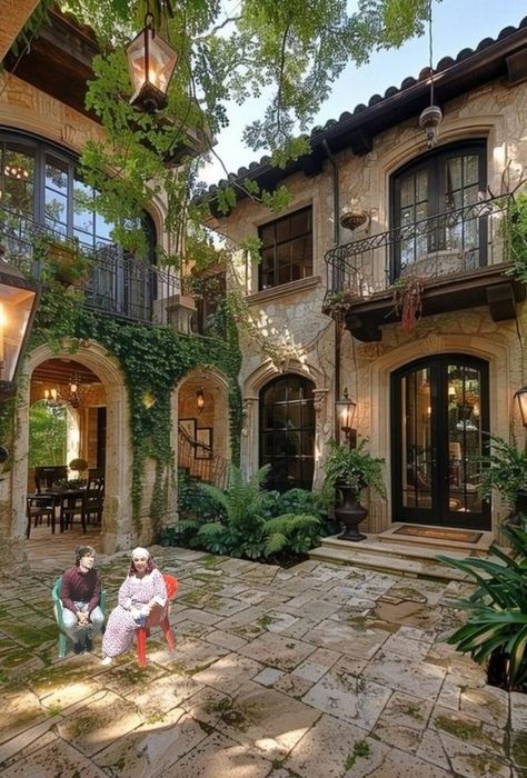 Tuscan Home Exterior, Mediteran House, Spanish Bedroom, Jamaica House, Private Idaho, Patio Decor Ideas, Spanish Hacienda, Mediterranean Home Decor, Tuscan House