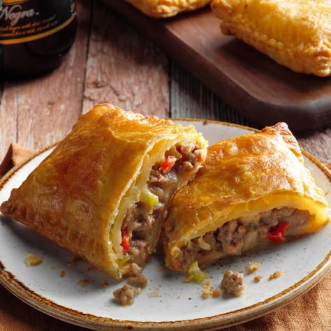 Meat Pies With Puff Pastry, Louisiana Meat Pies, Puff Pastry Meat Pies Ground Beef, Air Fryer Meat Pies, Meat Pies Easy Puff Pastries, Cajun Meat Pies, Louisiana Meat Pie Recipe, Meat Pies Ground Beef, Ground Beef Meals