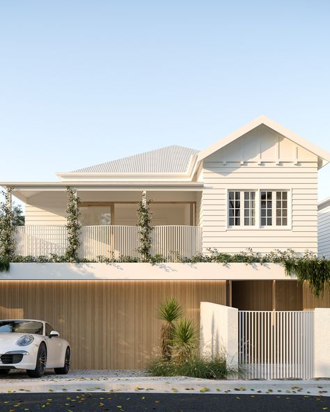 Queenslander Homes Exterior, Queenslander Architecture, Modern Traditional House, Exterior Beach House, Modern Queenslander, Hampton Homes, Queenslander Renovation, Queenslander House, Raised House