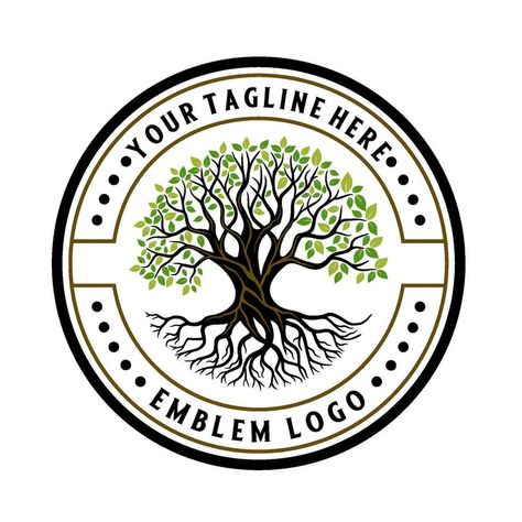 vintage tree logo, tree roots in a circle Tree Rings Logo, Rooted Logo Design, Logo With Tree Design, Tree Roots Logo, The Roots T-shirt, Tree Logos, Circle Logos, Tree Roots, Vintage Tree