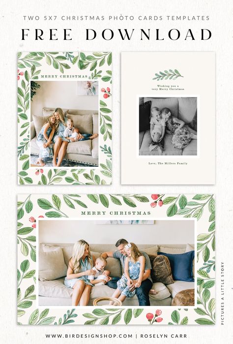 FREE Floral Christmas Cards – Birdesign Christmas Photo Card Template, Diy Holiday Cards, Frames Design, Merry Christmas Pictures, Merry Christmas Love, Photo Card Template, Floral Christmas, Christmas Card Inspiration, Family Christmas Cards