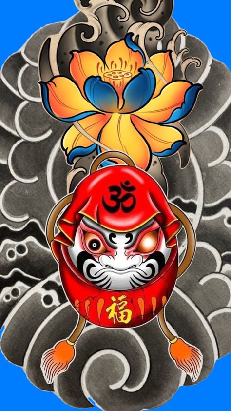 Daruma Doll Tattoo Design Colored, Daruma Tattoo, Daruma Doll Tattoo, Wrap Around Tattoo, Inner Arm Tattoos, Doll Tattoo, Daruma Doll, Japanese Tattoo Art, Arm Tattoos