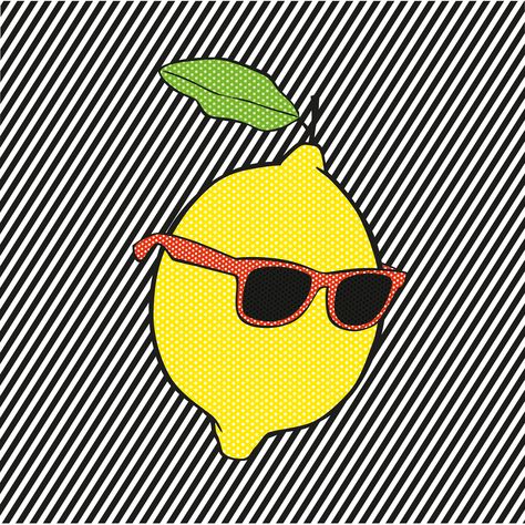 Pop lemon with a sunglasses on lines background Japanese Demon Mask, Lemon Drawing, Watermelon Illustration, Apple Illustration, Lemonade Sign, Website Design Inspiration Layout, Summer Drawings, Lines Background, Graphic Design Portfolio Inspiration