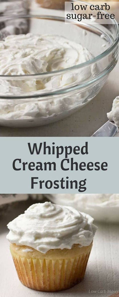 Sugar free low carb cream cheese frosting perfect for low carb cakes and cupcakes Low Carb Cakes, Sugar Free Whipped Cream, Sugar Free Frosting, Dairy Free Frosting, Whipped Cream Cheese Frosting, Low Carb Low Fat Recipes, Low Carb Cake, Low Carb Cheesecake, Sugar Free Low Carb