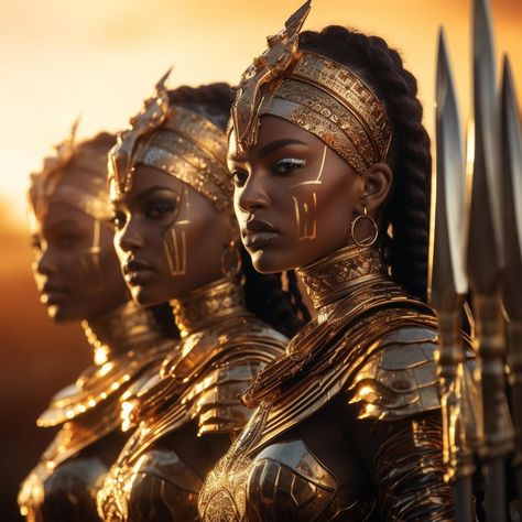 African Warrior Women, Black Warrior Woman, African Warrior, Black Power Art, Afrofuturism Art, African Princess, Black Royalty, African Royalty, Oh My Goddess