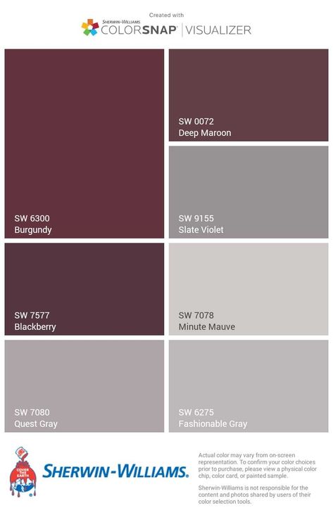 Wine Color Paint, Colors That Go With Wine Red, Burgundy Sherwin Williams, Dark Burgundy Paint Color, Sherwin Williams Burgundy, What Color Goes With Burgundy, Polished Mahagony Sherwin Williams, Burgundy And Grey Kitchen, Wine Paint Colors