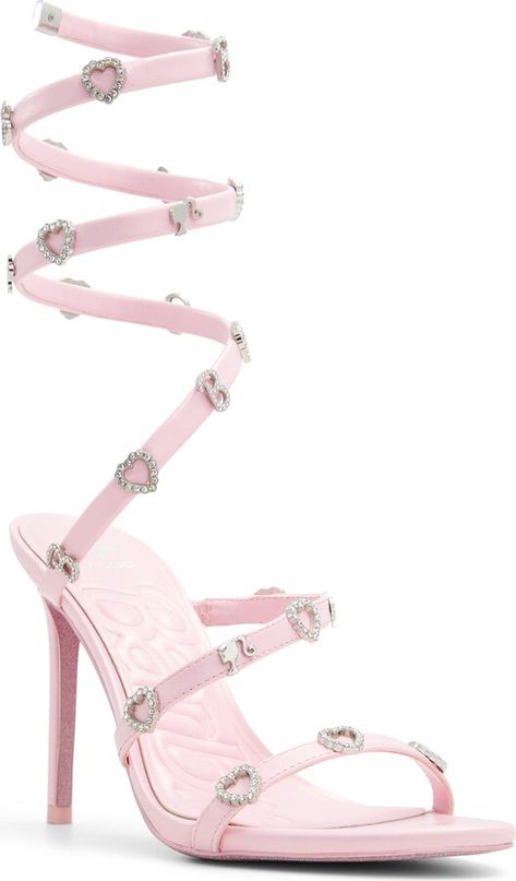 x Barbie Runway Wraparound Ankle Strap Sandal Barbie Sandals, Barbie Runway, Homecoming Heels, Pink Sandals Heels, Worlds Collide, Bridal Wedding Shoes, Strap Sandals Women, Adidas Fashion, Trending Sneakers