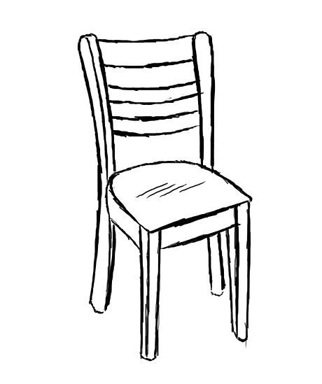 Simple chair Easy Chair Drawing, How To Draw Someone Sitting In A Chair, How To Draw A Chair, Chair Drawing Simple, Chair Design Drawing, Chair Art Drawing, Chair Illustration Drawing, Chair Drawing Sketches, Drawing Chair