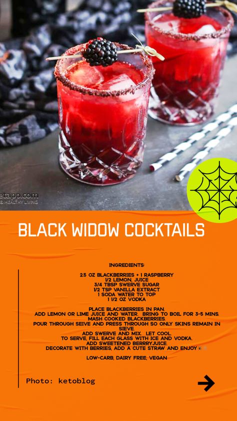 BLACK WIDOW LOW-CARB COCKTAILS - THE NEW FACE OF 60 by Rosanna Jenkins Black Widow Drink, Black Widow Cocktail, Low Carb Cocktails, New Face, Black Widow, Lime Juice, Vanilla Extract, Vodka, Dairy Free