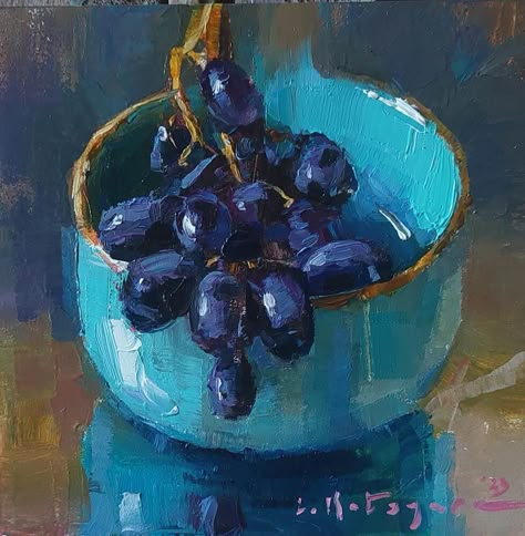 Original Fine Art By © Elena Katsyura in the DailyPaintworks.com Fine Art Gallery Oil Painting Inspiration, Black Grapes, Canvas Drawings, Figurative Artwork, Fruit Painting, Daily Painting, Greek Art, Fruit Art, Daily Paintworks